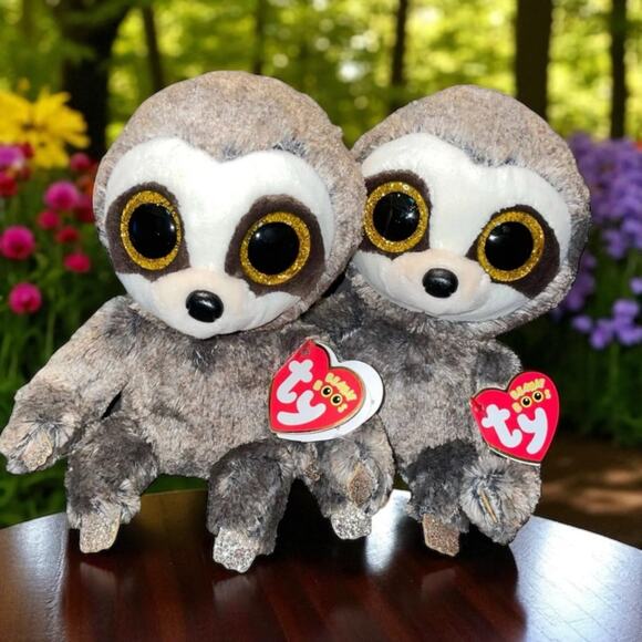 Ty Beanie Boos Plush Sloth Dangler Stuffed Animal Nursery Twins Eyes 7" Lot of 2 - Picture 1 of 12